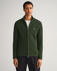 Ribbstickad tr&ouml;ja med dragkedja