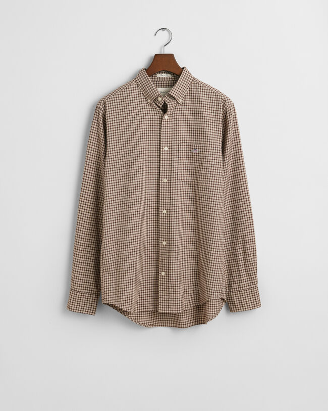 Regular fit sm&aring;rutig flanellskjorta