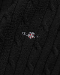 Kabelstickad tröja i bomullsstretch med rund hals