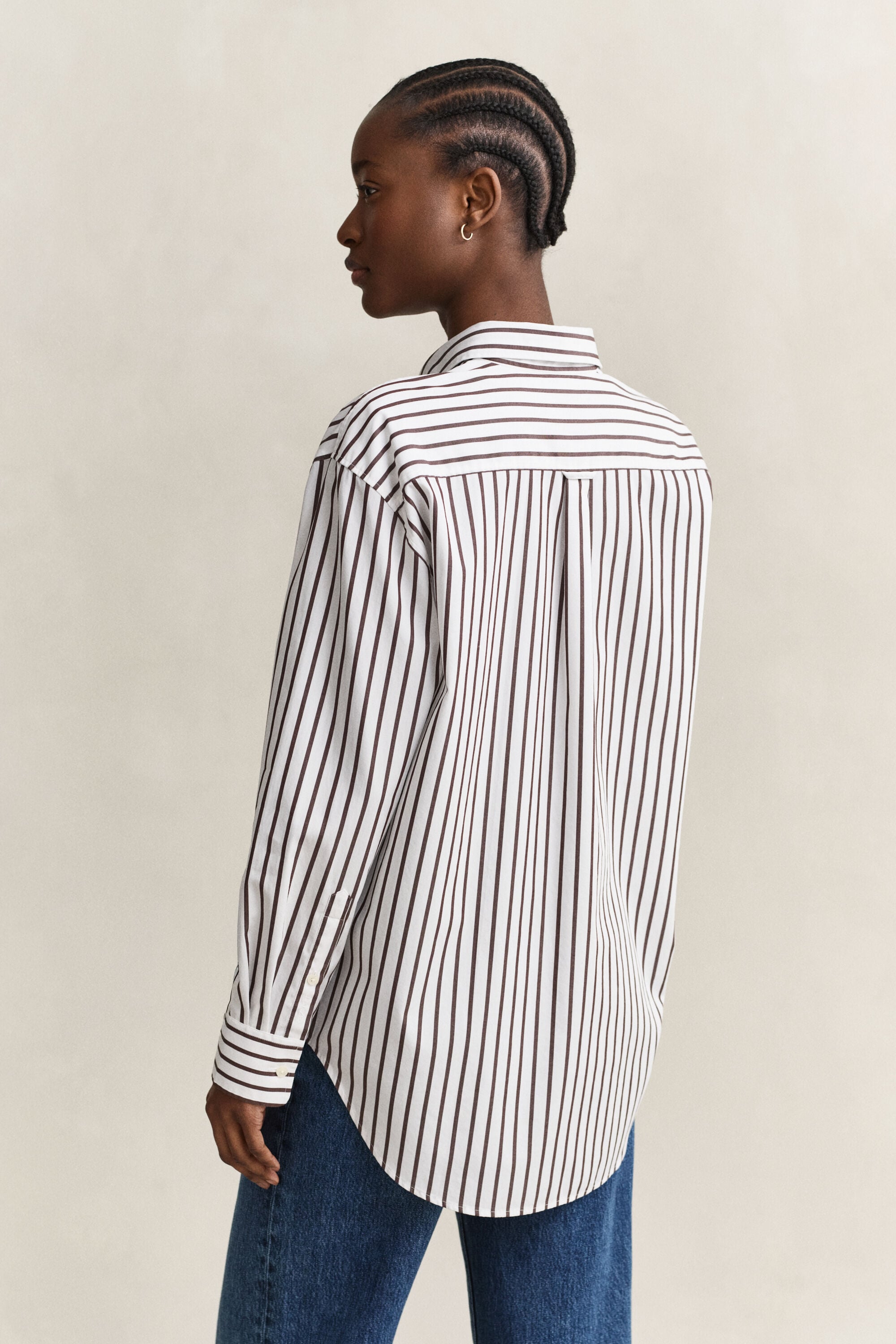 Relaxed fit randig klassisk poplinskjorta