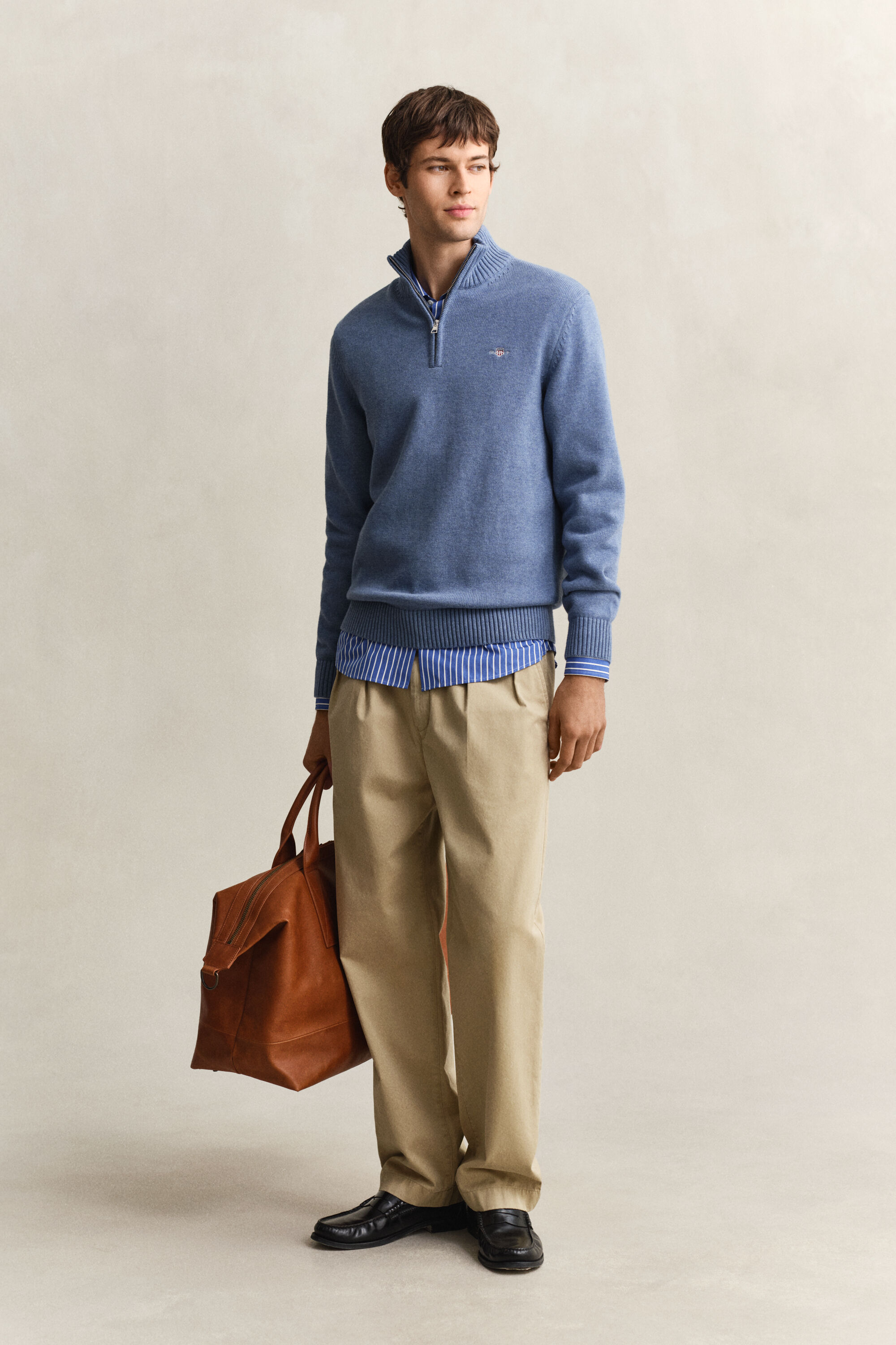 Casual Cotton tröja med dragkedja vid halsöppningen