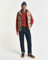 Kabelstickad rundhalsad ylletröja