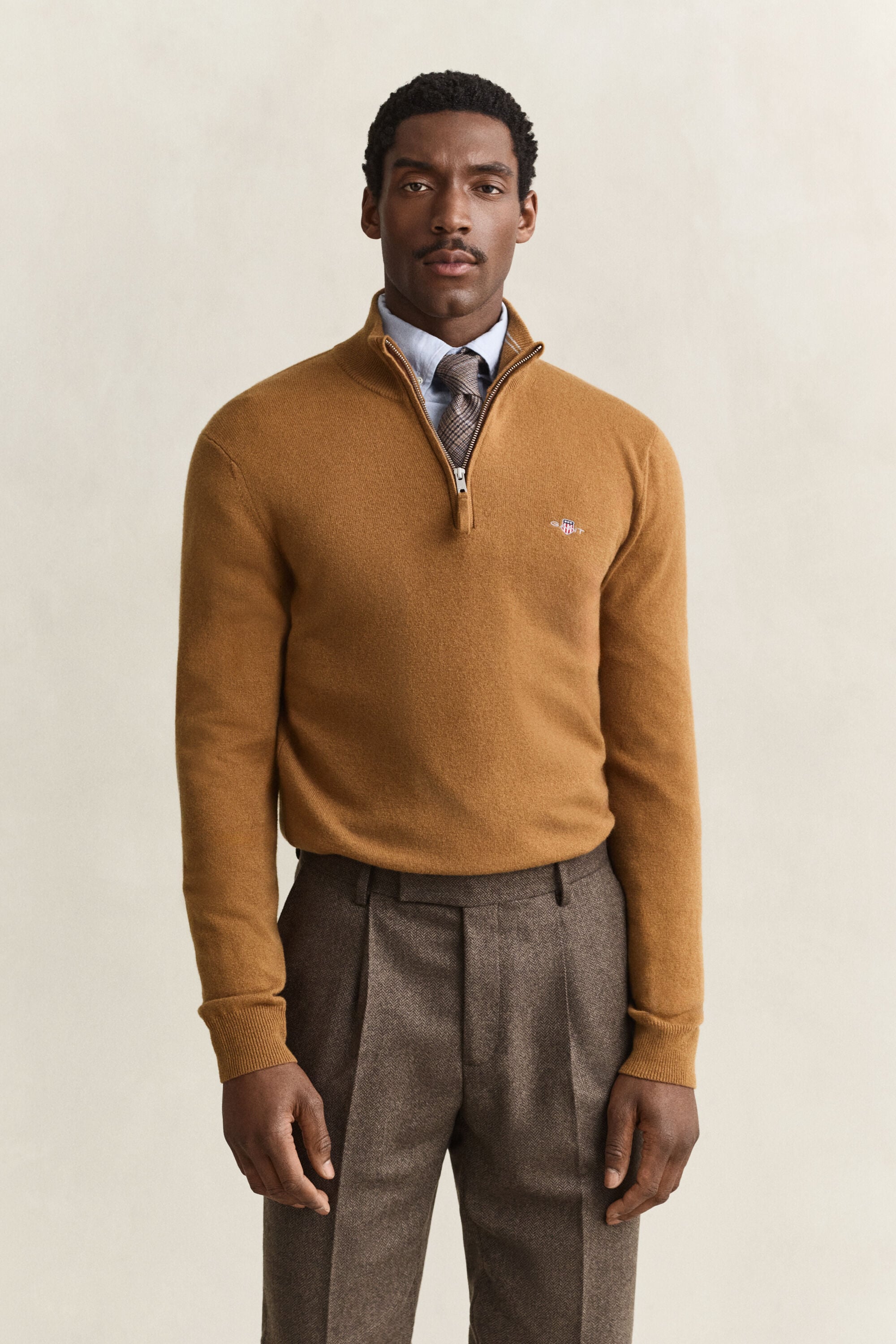 Tröja i lammull med half-zip