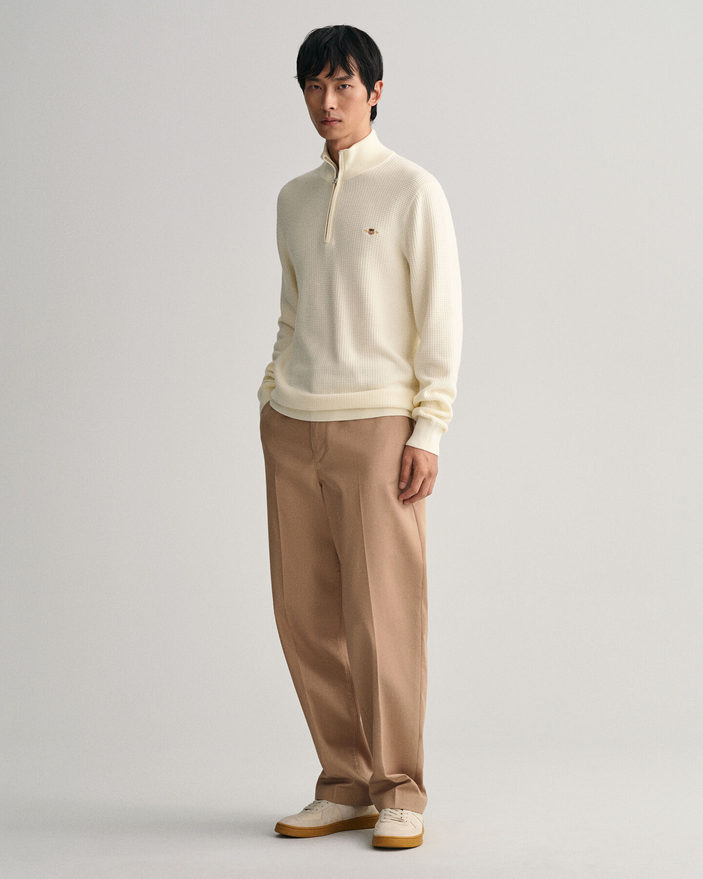 Half-zip bomullstr&ouml;ja med struktur