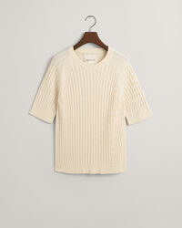 Kabelstickad tr&ouml;ja med halvl&aring;ng &auml;rm