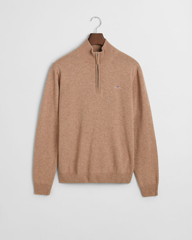 Tröja i superfin lammull med half-zip