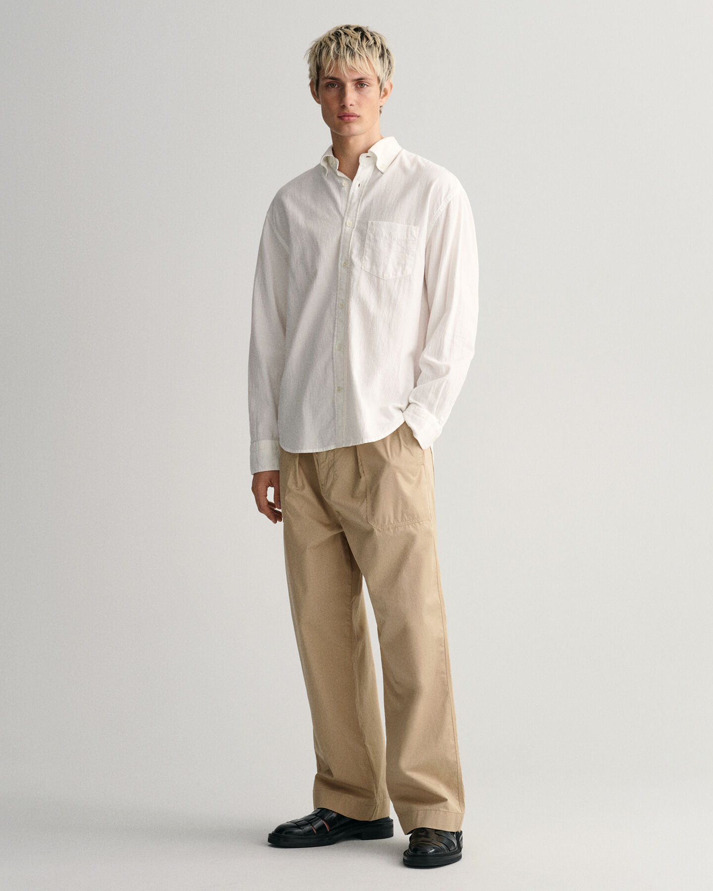 Relaxed fit skjorta med struktur