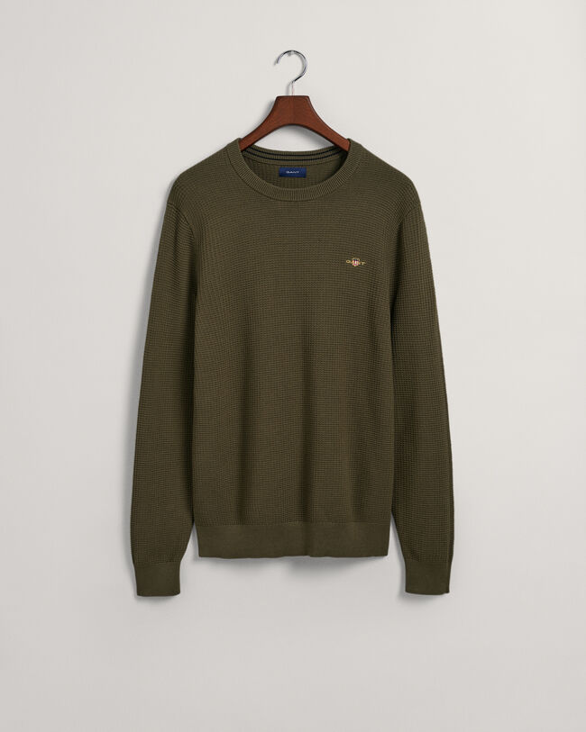 Crew neck bomullstr&ouml;ja med struktur