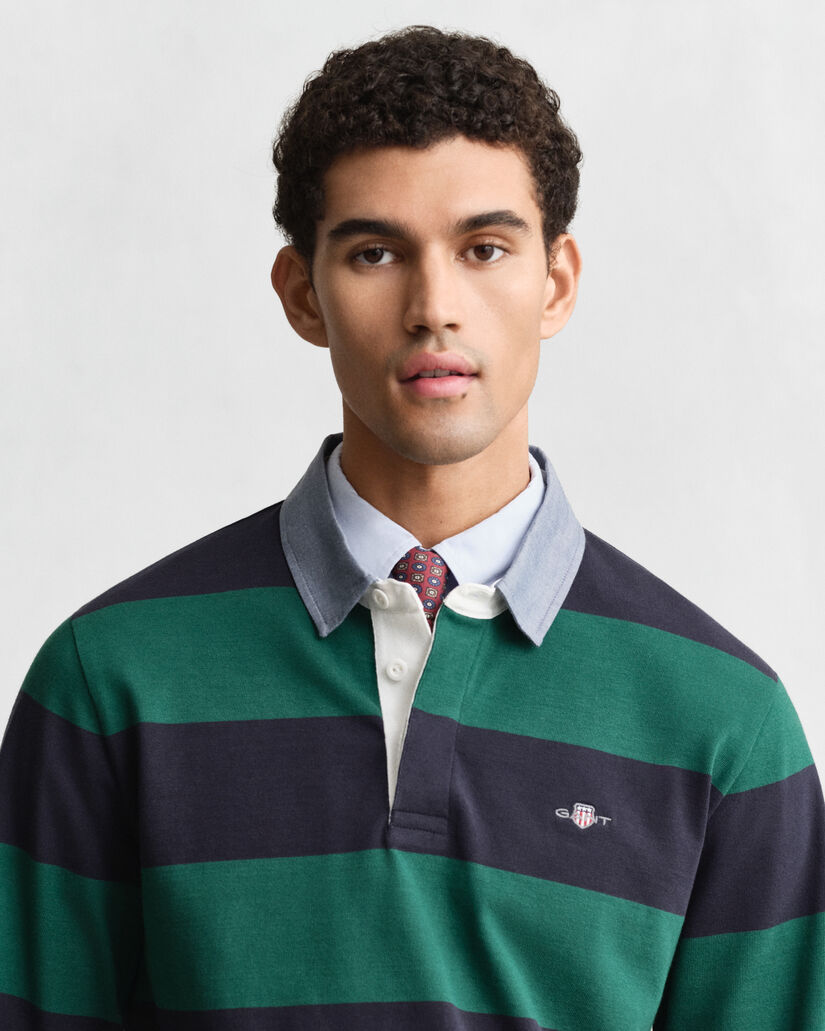 Randig Heavy Rugger med chambraykrage