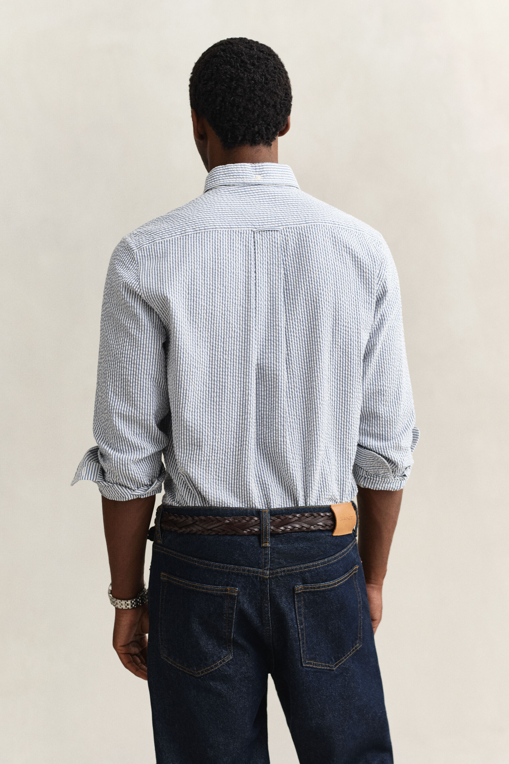 Regular fit randig skjorta i bäckebölja