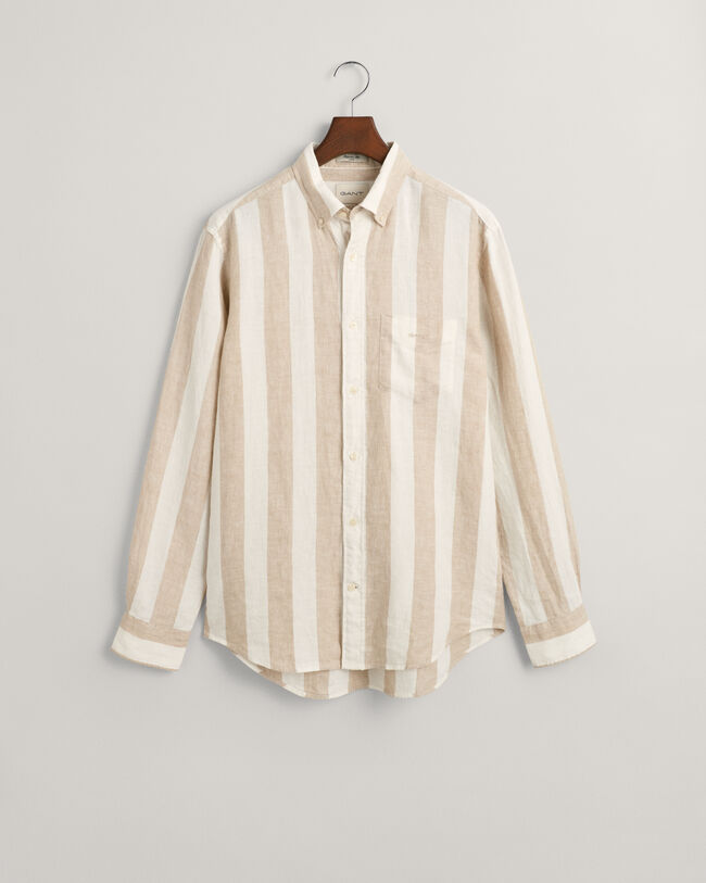 Regular fit bredrandig linneskjorta