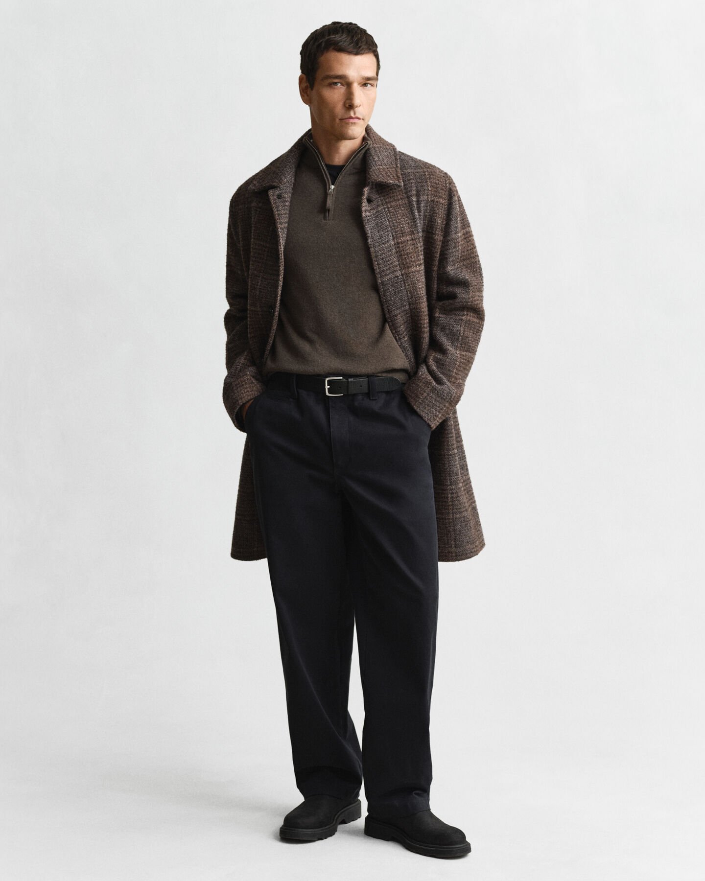 Tröja i superfin lammull med half-zip