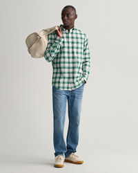 Regular fit rutig oxfordskjorta