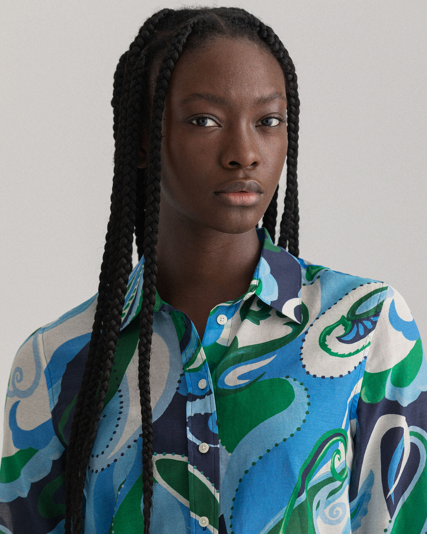 Regular fit paisleyskjorta i bomullssiden