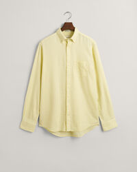 Regular fit bomulls- och linneskjorta med struktur