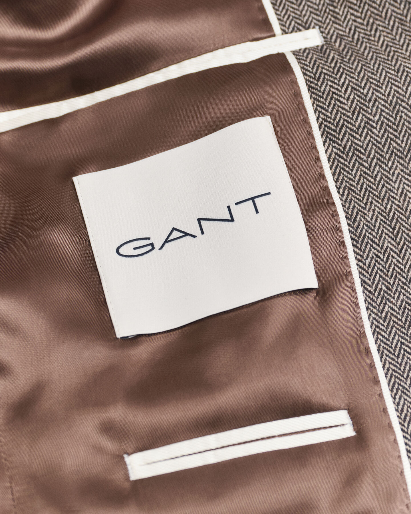 Slim fit kostymkavaj i flanell med fiskbensmönster