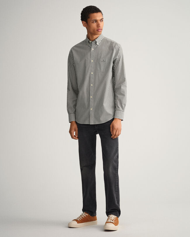 Regular fit randig poplinskjorta