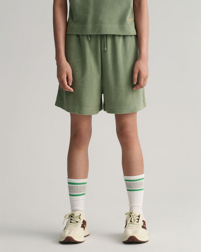 Teen Girls Terry Cloth shorts med h&ouml;g midja