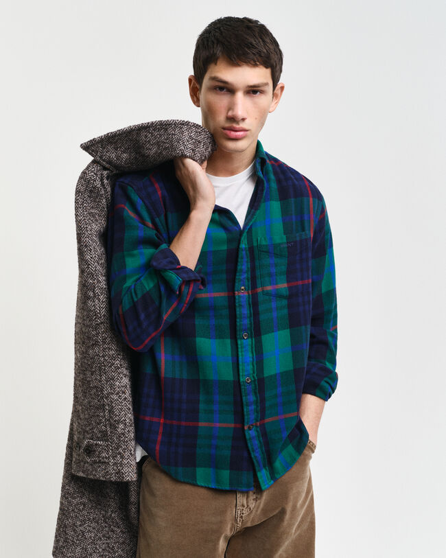 Regular fit rutig twillskjorta