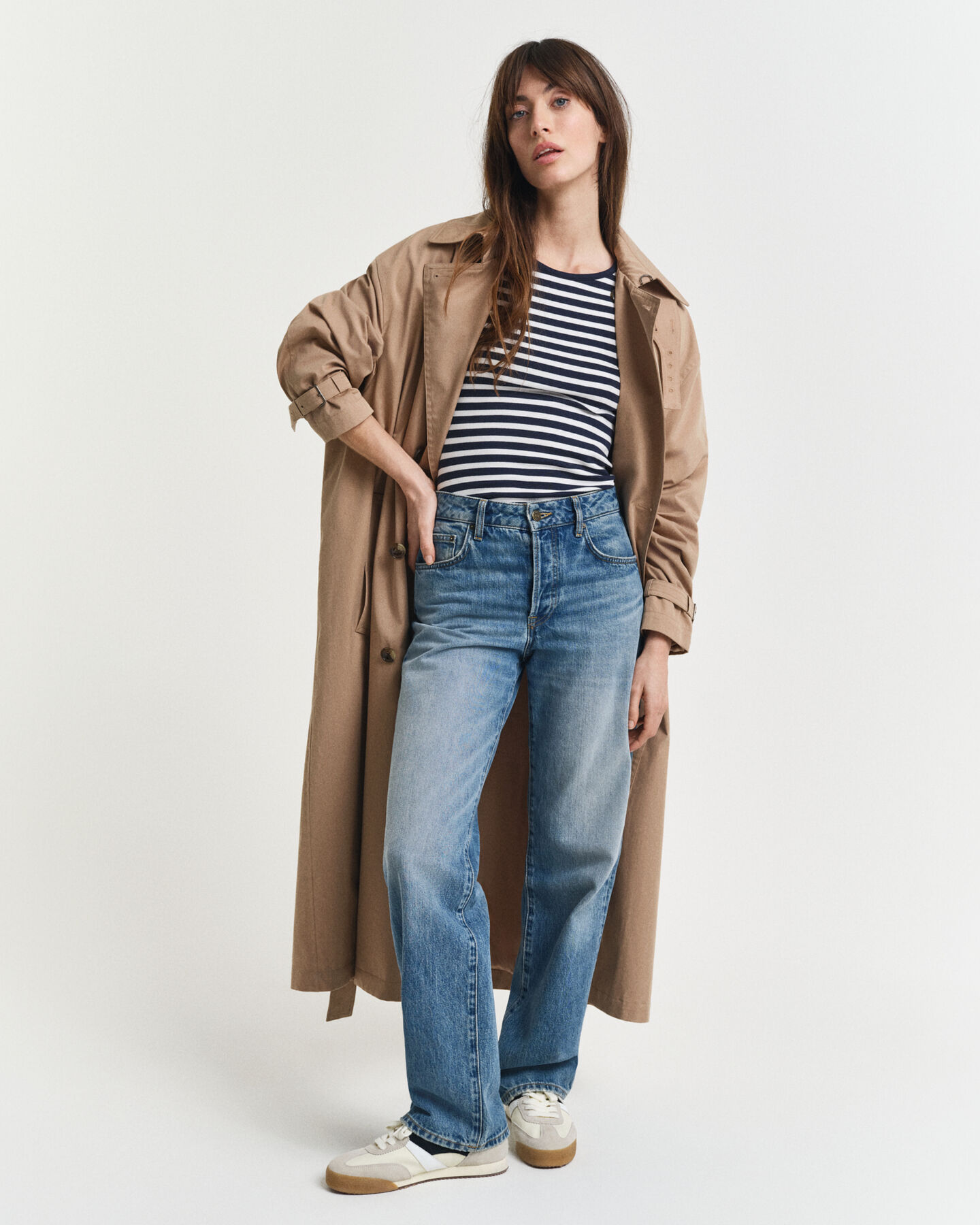 Randig ribbstickad T-shirt