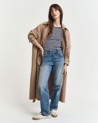 Randig ribbstickad T-shirt