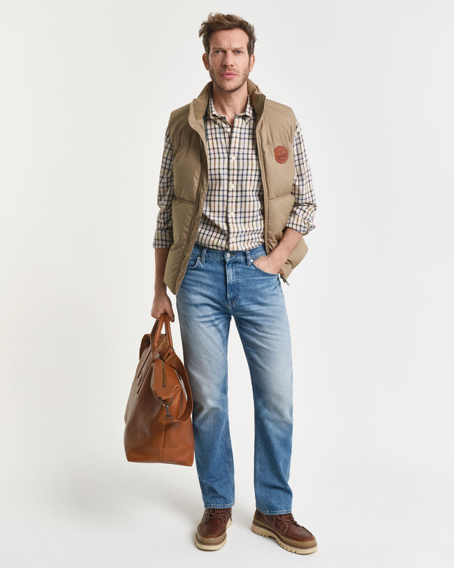 Relaxed fit rutig twillskjorta