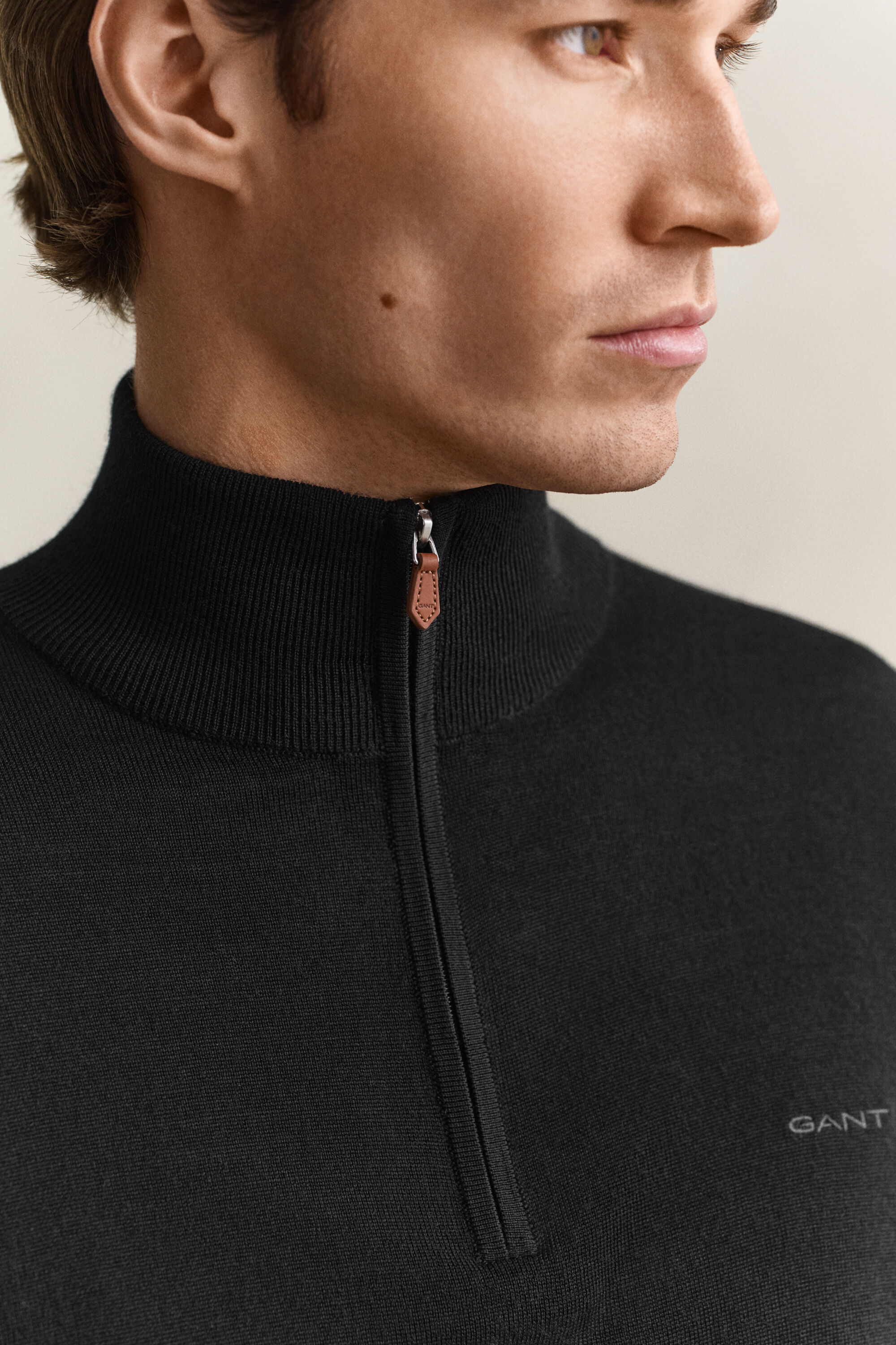 Tröja med half-zip i merinoull
