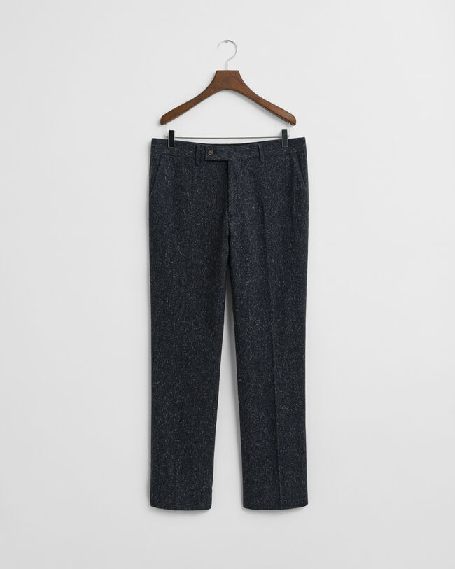 Slim fit kostymbyxor i donegalgarn