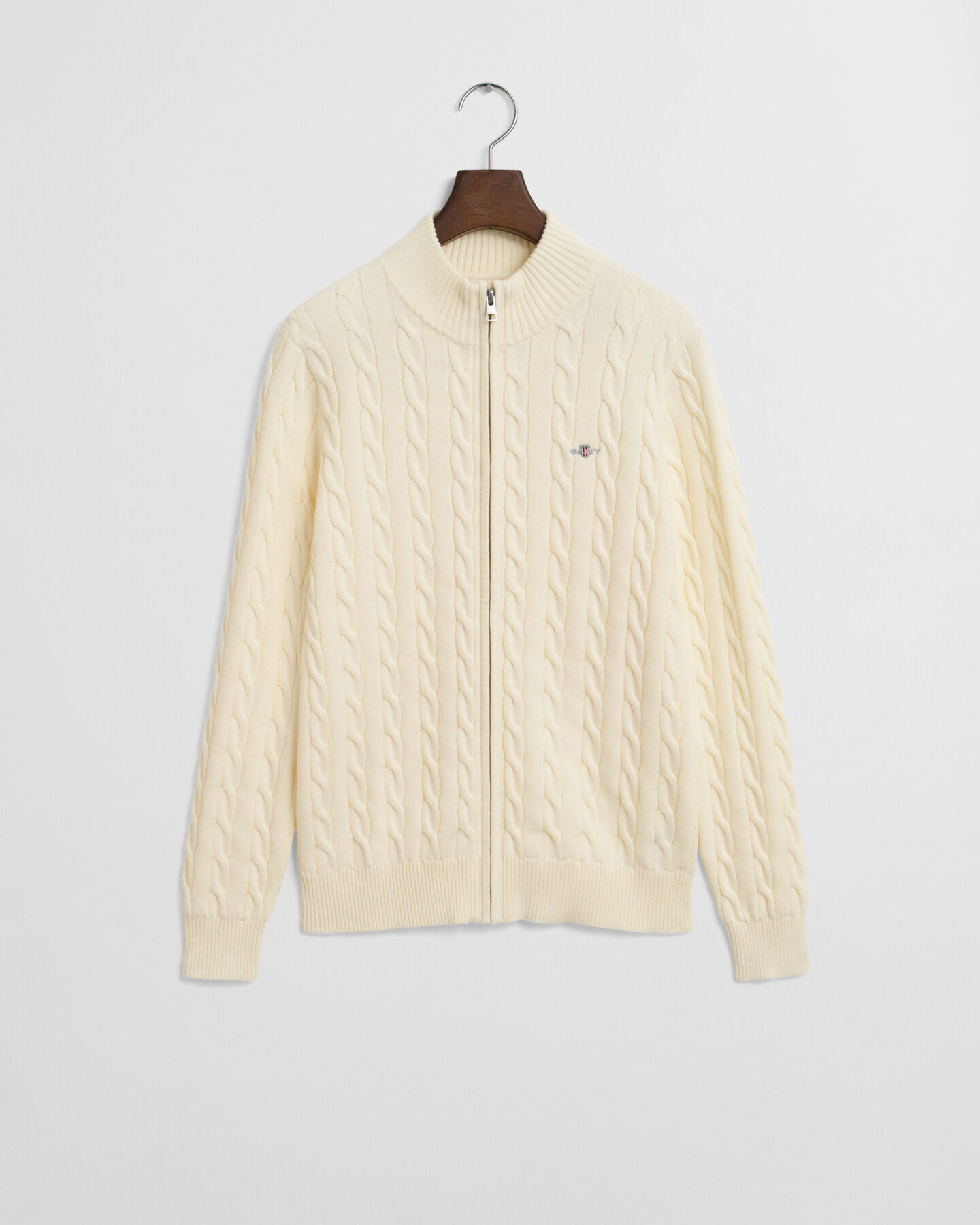 Teens kabelstickad kofta med dragkedja