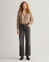 Rutig blus i bomull och silke