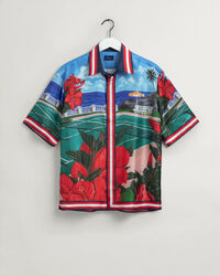 Relaxed fit Scenery sidenskjorta med kort ärm