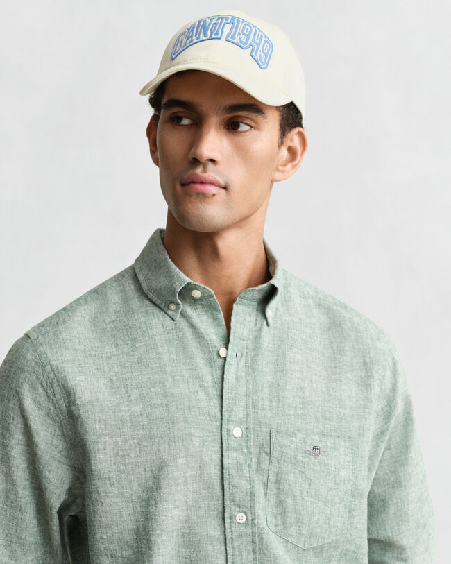 Regular fit bomulls- och linneskjorta