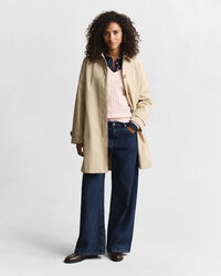 V-ringad kabelstickad tröja i bomullsstretch