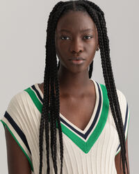 Randig ribbstickad v&auml;st