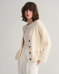 Fiskbensm&ouml;nstrad V-ringad kofta