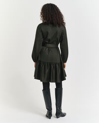 Långärmad klänning i bomullssatin