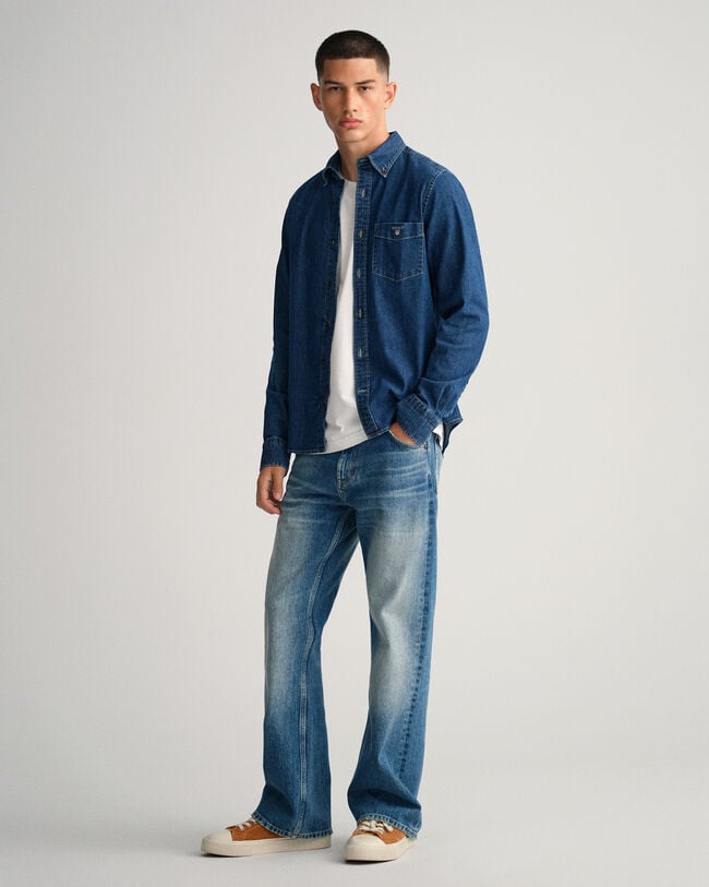 Slim fit denimskjorta
