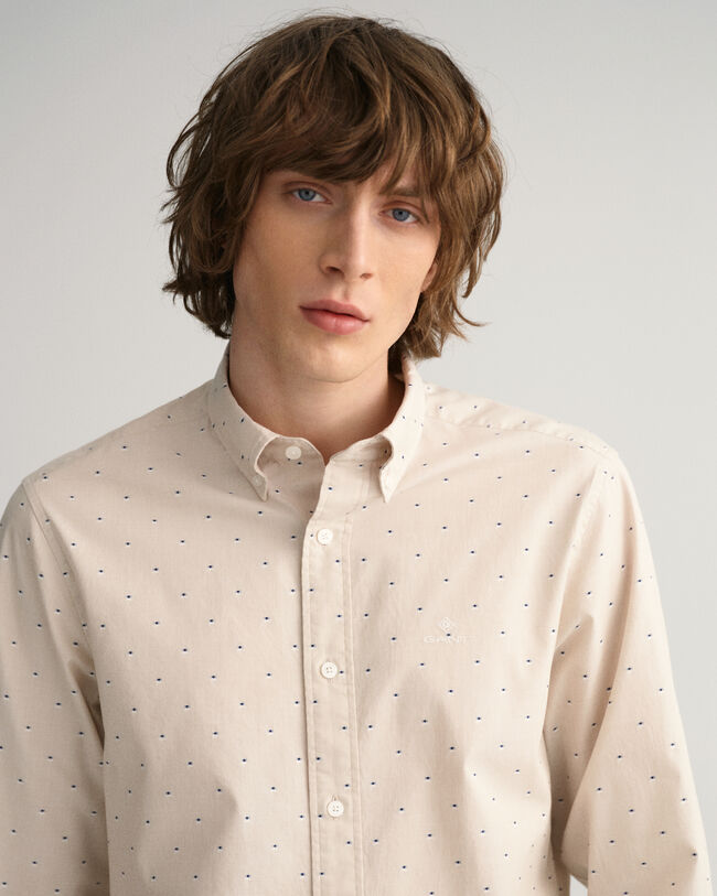 Slim fit prickig dobbyskjorta