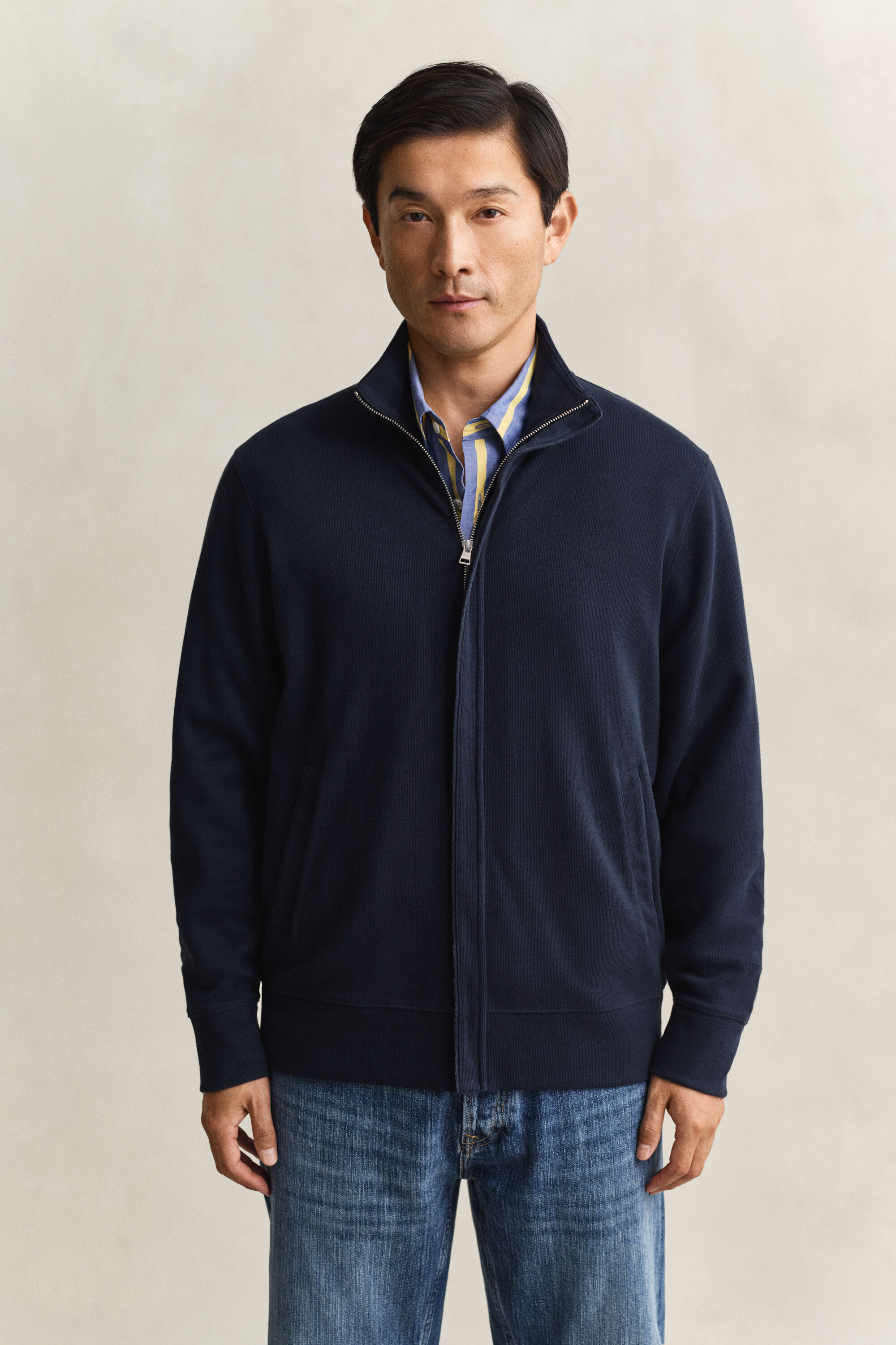 Sacker Rib sweatshirt med dragkedja