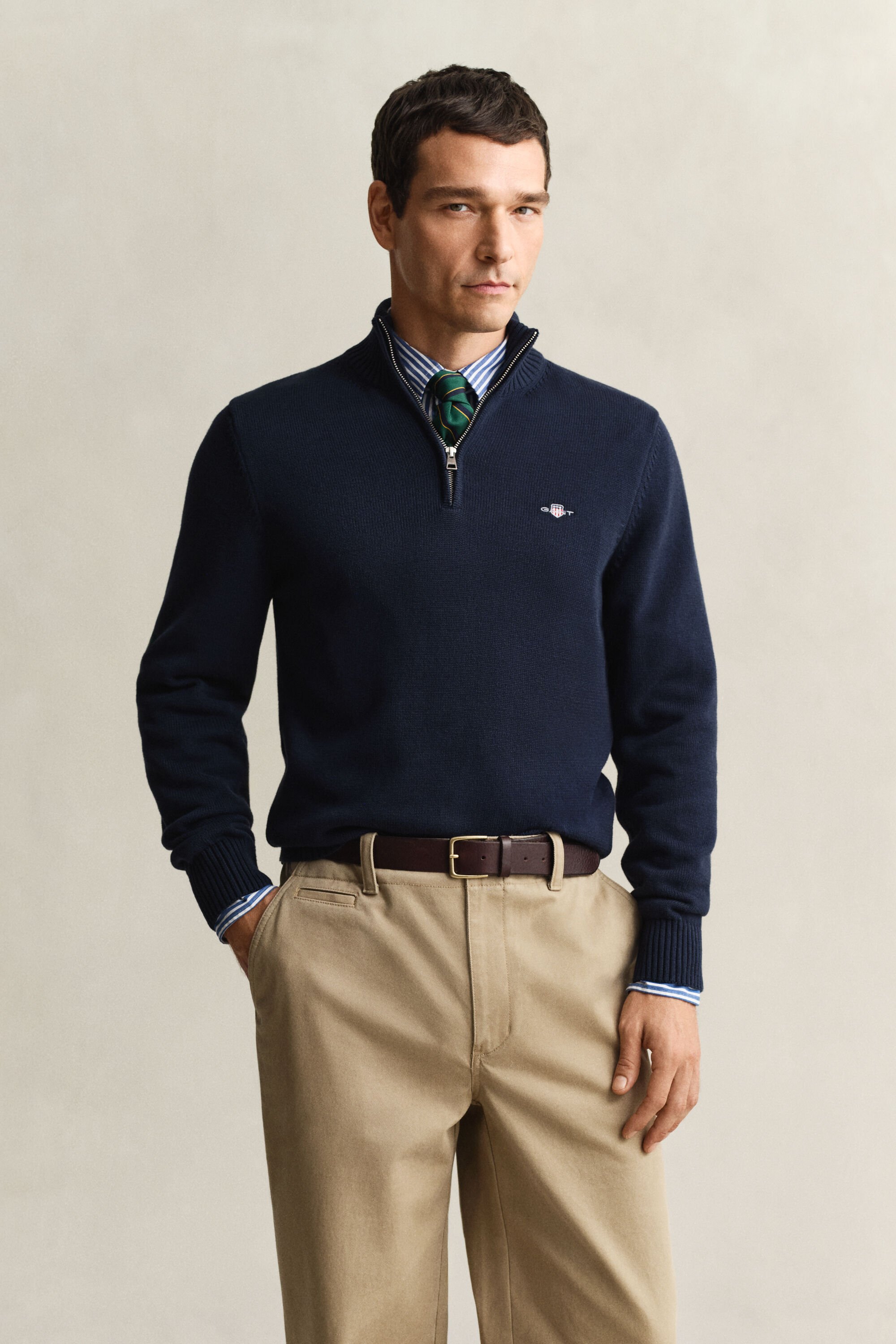 Casual Cotton tröja med dragkedja vid halsöppningen