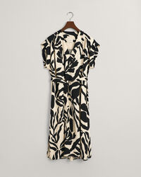 Palmmönstrad, kortärmad klänning