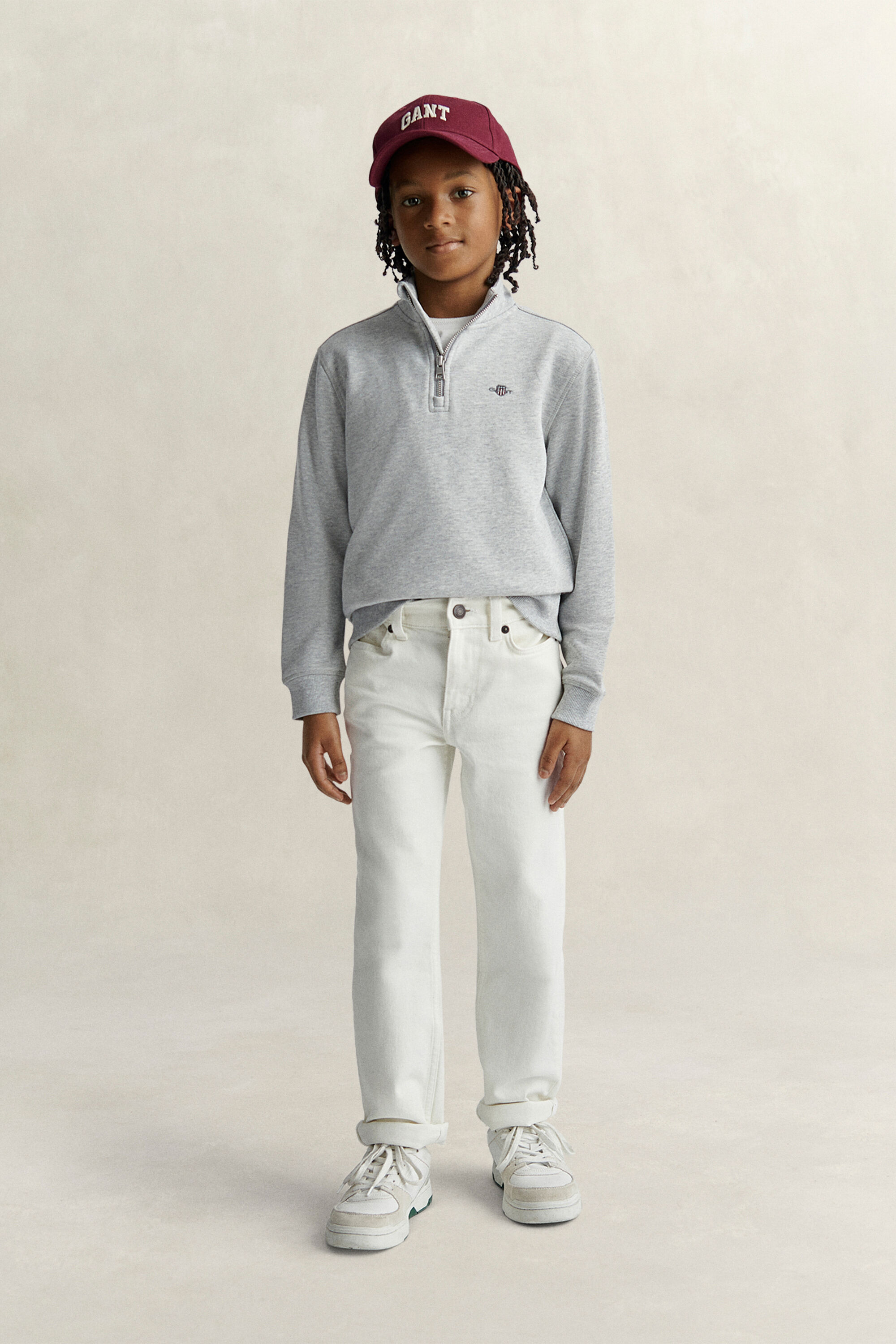 Teen Boys sweatshirt med half-zip och sköldemblem