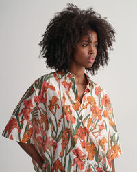 Iris Print kort&auml;rmad skjorta i bomull och silke