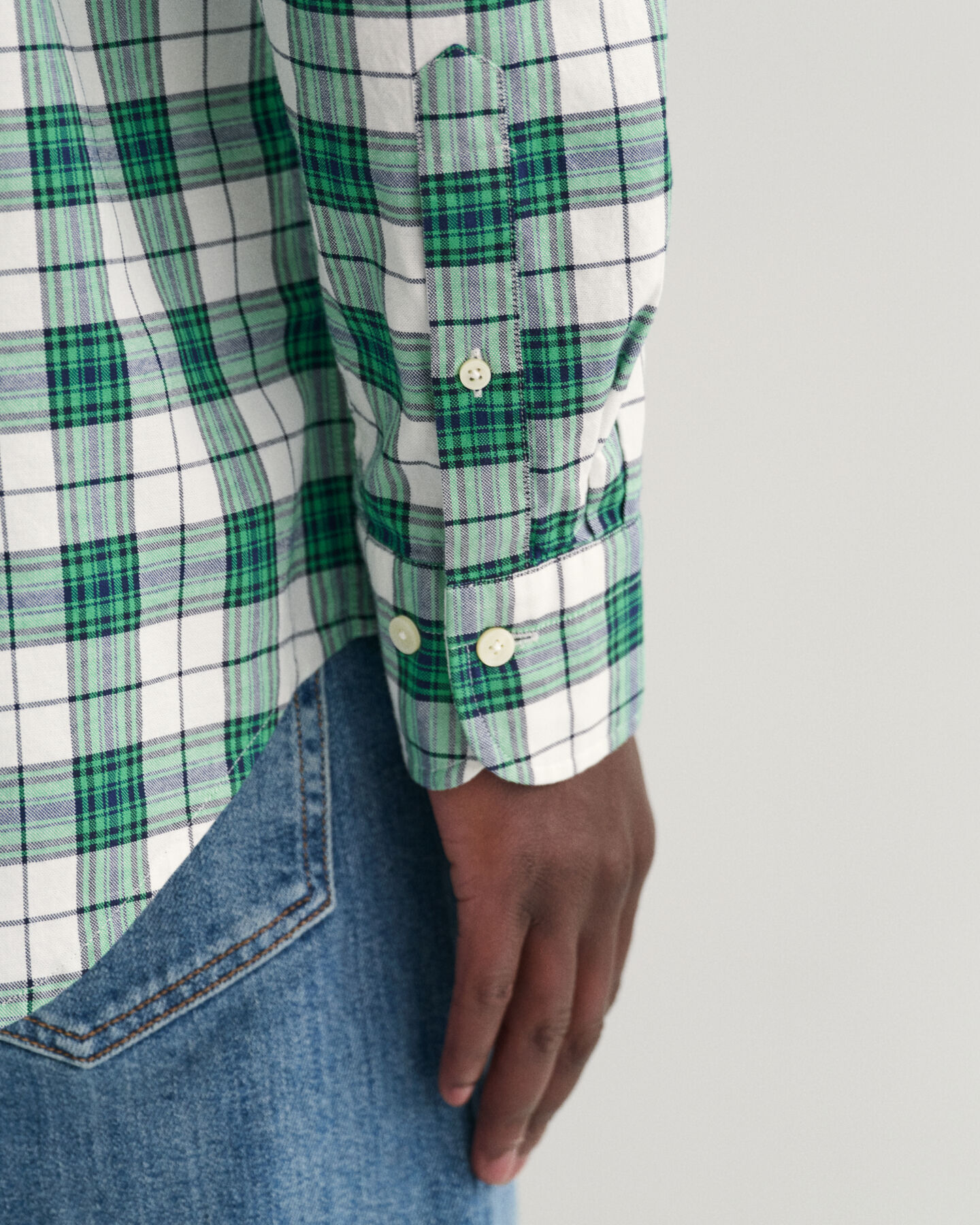 Regular fit rutig oxfordskjorta