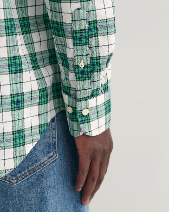 Regular fit rutig oxfordskjorta