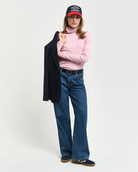 Ribbstickad långärmad polotröja