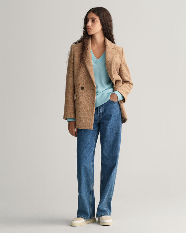 V-ringad tröja i superfin lammull