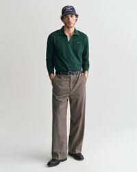 Långärmad pikétröja med strukturkrage