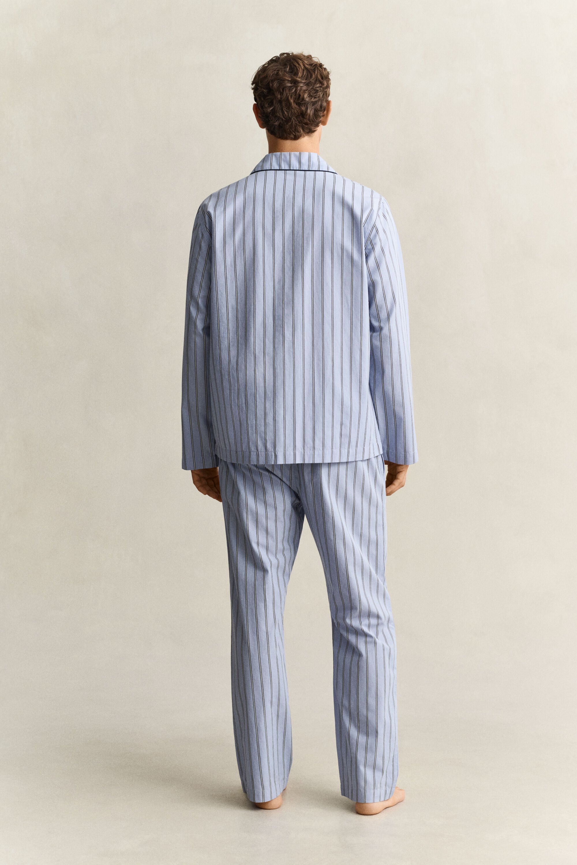 Pyjamasset i randig poplin