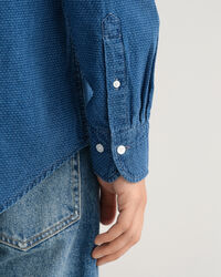 Regular fit Jacquard indigof&auml;rgad prickig skjorta